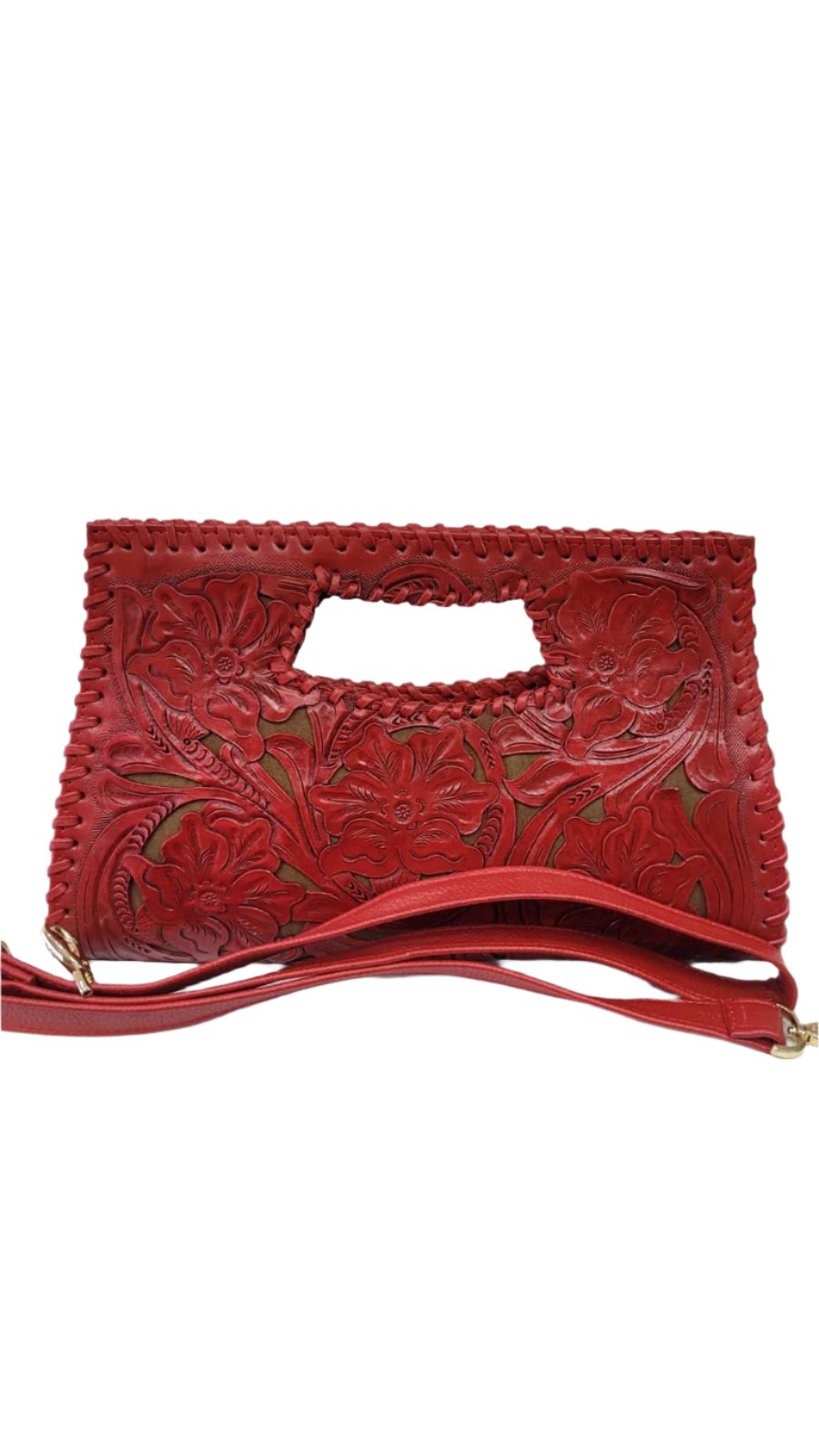 Red Leather Clutch / crossbody