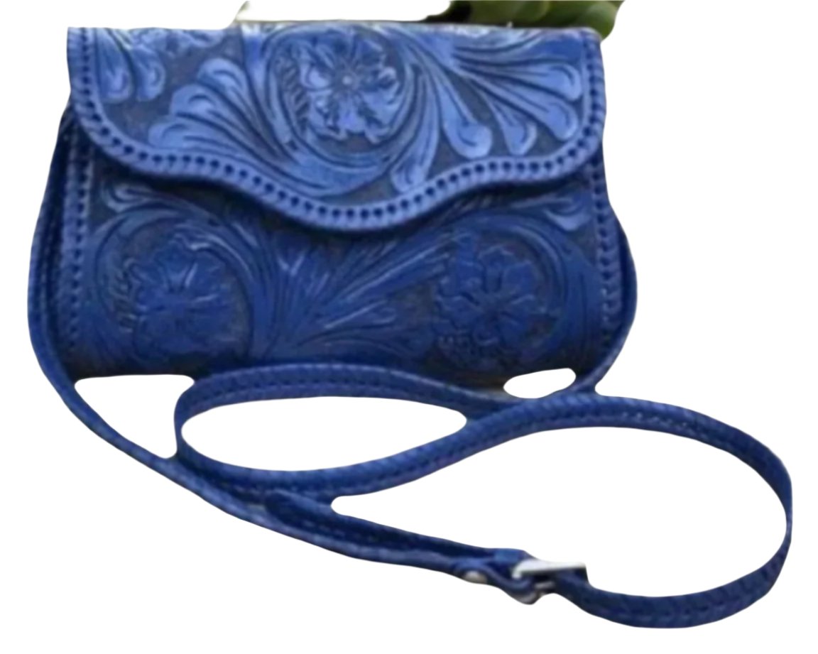 Blue Ariana Leather Crossbody